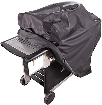 Fire Mountain 4 Burner Protective BBQ Cover - Black, Weather Proof, Outdoor Grill Protection, Easy Storage Bag Included, Fade Resistant Barbecue Shelter, Adjustable Ties, Waterproof Cover, BBQ Shelter