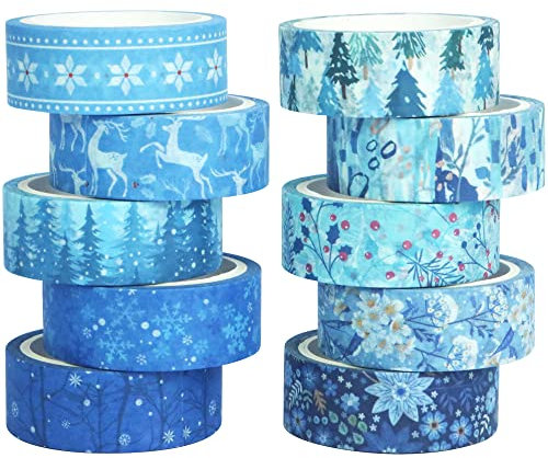YUBX Weihnachten Washi Tape Set Masking Tape VSCO Dekoratives Klebeband Bunt für DIY Handwerk Bullet Journals Planer Scrapbooking Verpackung (Winter Times)