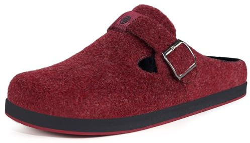 Sisttke Pantofole Donna Uomo Ciabatte Feltro Slippers,Rosso,36 EU