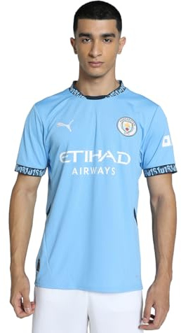 Puma Réplique du Maillot de Football MCFC Matchday pour Homme, Bleu Clair/Bleu Marin, L