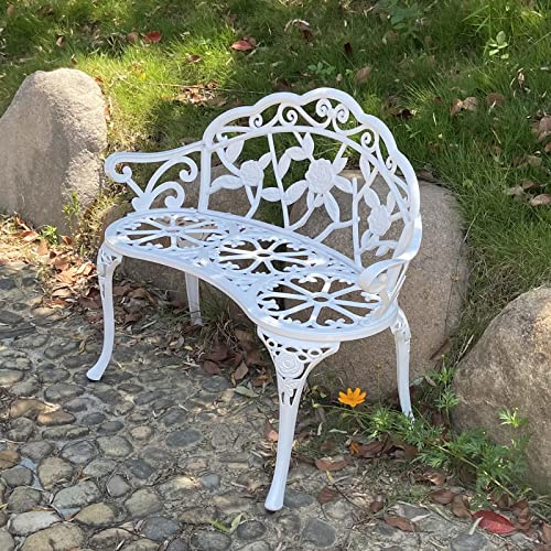 TangXiaoQi Gartenbank, Metall Aluminium Rose, passend für Garten Veranda Park Front Veranda Balkon im Freien (weiß)