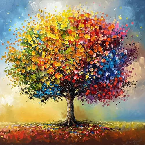 MEIYUDA 5D Diamond Painting Bilder Erwachsene Lebensbaum, Diamond Painting Set Bild Abstrakter Baum, Diamant Painting Bilder Bastelset Erwachsene Kinder Malerei Stickerei für Home Wand Décor 30x30cm
