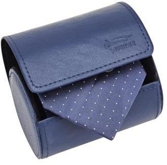 BALITIOYI slipsfodral i läder för män för slipsar och flugor, resepresentförpackning, blå, 4.3 x 3.3 x 3.3, Rund knapp