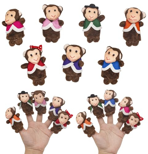 Wondora 7 stycken fingerdockor, fingerdockor för barn, fingergosedjur barn, litet djur fingerdocka, mini gosedjur, för barns födelsedagspresenter, festgåvor, halloween (C)