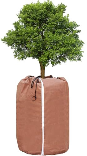 Sac Antigel pour Plantes en Pot 60 x 90 cm, Protection Hivernale pour Plantes en Pot, avec Fermeture Éclair et Cordon de Serrage, Facile à Installer, Conserve la Chaleur, Protection Contre Le Gel