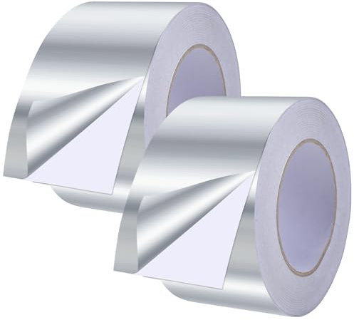 Siumir Lot de 2 rubans adhésifs en aluminium - 50 mm x 50 m - Étanche - Pour réparer les surfaces métalliques - Pour des réparations rapides à la maison