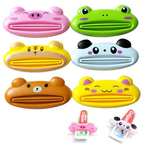 LAKJUOZ 6 Pièces Presse Tubes De Dentifrice, Presse Tube Dentifrice Rouleau De Dentifrice En Forme D'Animal De Dessin Animé, Clips De Dentifrice En Plastiquen, Pour La Maison, Voyage D'Affaires