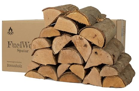 Legna da ardere di quercia rossa di alta qualità, 60 litri, essiccata al forno, tronco da 25 cm, sotto il 15% di umidità, ideale per forno, camino, barbecue, barbecue e falò, legna da ardere