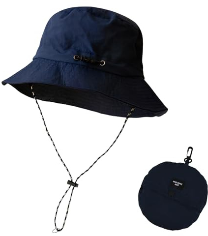 Sombrero de Pescador Unisex Impermeable y Anti-UV, Ajustable y Plegable, Transpirable y de Secado Rápido, Sombrero de Sol para Pesca, Montañismo, Camping y Outdoor(Azul Oscuro)