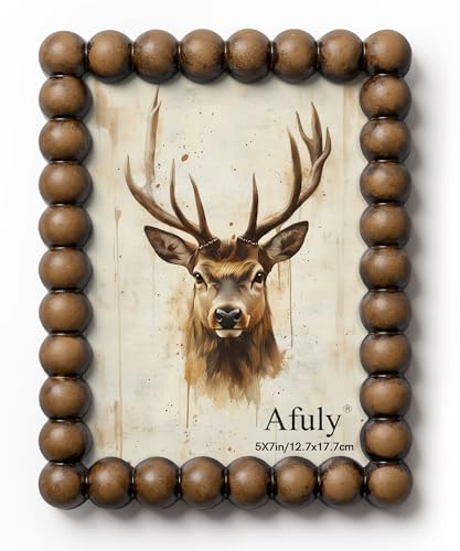Afuly 7x5 Photo Frames Vintage Picture Frame Beaded Photo Frame Wooden Picture Frames With Beading Edge Shabby Chic Rustic Home Decor For Desk Wall Funky Frames Gifts For Mum Grandma Women Family