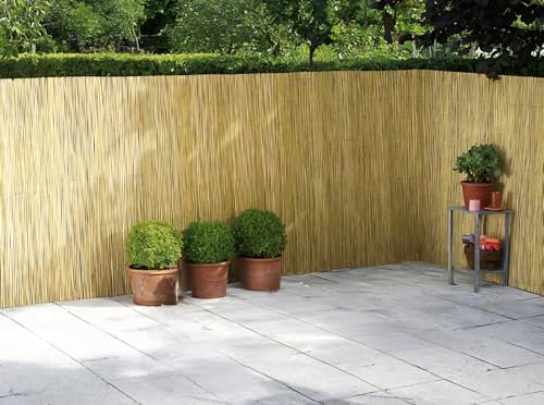 HMWD Natural Split Reed Fence, Hand-Woven Reed Screening for Garden, Patio, Balcony, & Outdoor Privacy, Bamboo Shades, 3m/4m/5m/6m Wide Decorative Window Roller Blinds (1.2m x 4m)