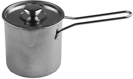Lawnoval Olla de acero inoxidable con asas y cesta, sartén pequeña multiusos para patatas fritas, verduras, carne, tempura, plata, 12 cm