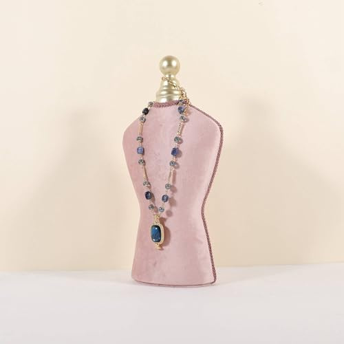 GemeShou Support de présentation pour colliers en velours, Présentoir à bijoux Rose à vendre, accessoires photo mannequin, buste de présentation pour colliers pour comptoir 【Rose-Grand】