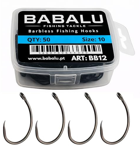 Hameçons de Pêche sans Ardillon BB12 50 Pièces en Acier à Haute Teneur en Carbone (#6)