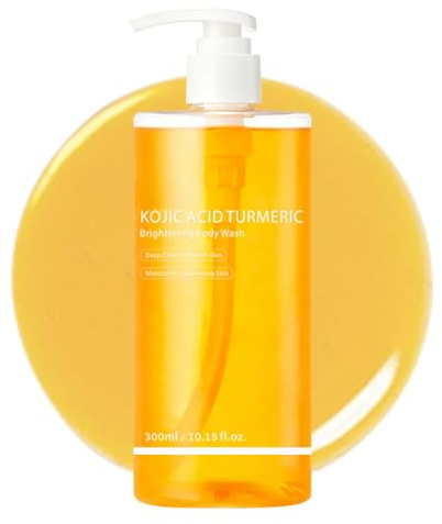 Gel de ducha de cúrcuma y ácido kójico (con niacinamida), 300 ml. Loción limpiadora iluminadora que mejora el tono desigual de la piel, limpia en profundidad y deja la piel radiante.