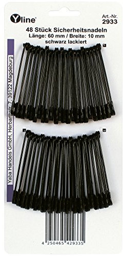 Yline 48 Stück Sicherheitsnadeln Maxi/groß, schwarz 60 mm, Sicherheits- Nadel Nadeln Schmucknadeln, 2933