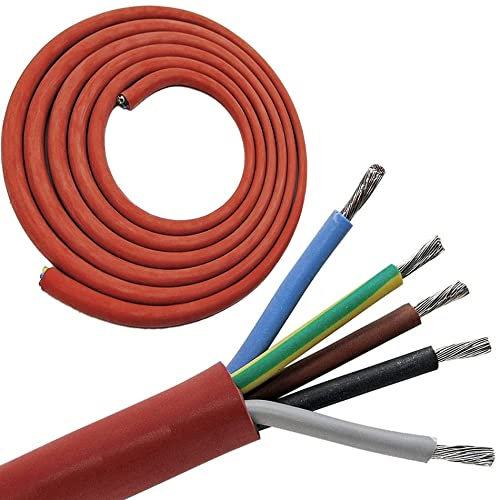 Doubleyou G&B® Câble en silicone SIHF-J 5 x 2,5 mm pour poêle à sauna jusqu'à 9 kW (vendu au mètre) 10m rouge