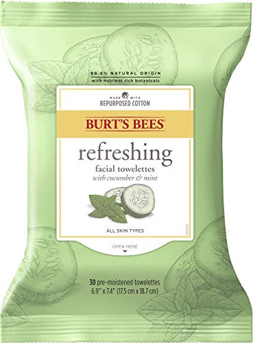 Burt's Bees Facial Cleansing Towelettes for Normal to Dry Skin, Cucumber and Sage, 30 Count