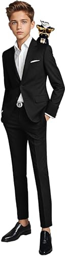 Black n Bianco Boys' First Class Slim Suits Black 7