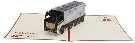 design3dkarten® camion, autocarri, camionisti, patente di guida, camion, spedizioni, furgoni, biglietto pieghevole 3D, biglietto pop-up, biglietto di auguri, biglietto regalo