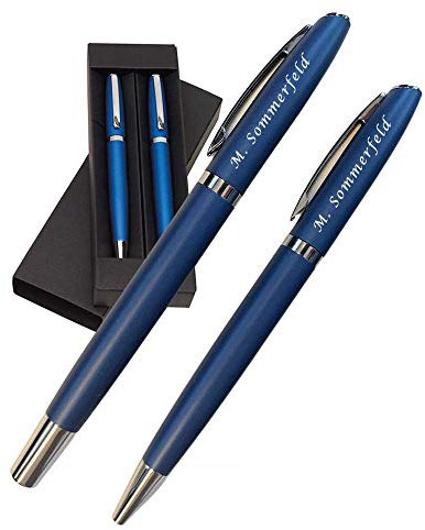 Juwelier Schönschmied - Schreibset mit Gravur als Geschenk mit Wunschsymbolen Stift mit Gravur mit Geschenk-Etui - Drehkugelschreiber & Rollerball (schwarzschreibend) Schreibset 8 PS8