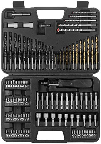 AGT Bitset: Bohrer- & Bit-Set, Titanummantelung, 109 Teile im Aufbewahrungs-Koffer (Bohrersatz, Metallbohrer, Schrauben)