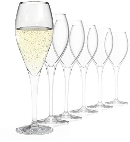 Sahm Champagner Gläser (6 STK) - Champagnerflöten a 220 ml - Ideal auch als Sektflöten & Sektgläser 6er Set