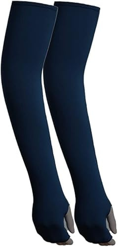 GIVBRO Manicotti per braccio con foro per il pollice Protezione UV per uomo donna sport all'aria aperta corsa ciclismo raffreddamento protezione solare braccio copertura 1 paio blu scuro