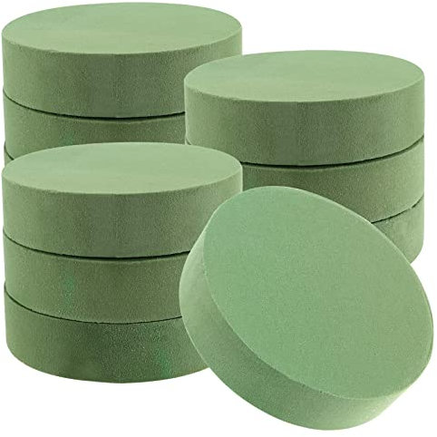 JEUIHAU 10 Pcs 16.5cm / 6.5 inch Round Floral Foam Block, Cylinder Floral Foam Dry Foam Cylinders for Flowers, Floral Arrangement, Wedding Decoration and DIY Craft, Green
