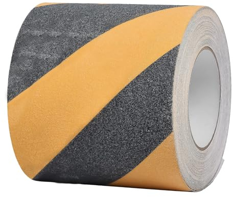 Funnytek Nastro adesivo antiscivolo, 1 rotolo, striscia antiscivolo con autoadesiva, 15 cm x 10 m, nastro adesivo antiscivolo, forte sicurezza adesiva per pavimenti interni ed esterni, colore