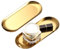 Ksvaye 2 Pezzi Vassoio Oro Vassoio Decorativo in Acciaio Inossidabile 30 x 12cm Ovale Vassoio Dorato per Gioielli, Portacandele, Cosmetici o Bagno (Oro)
