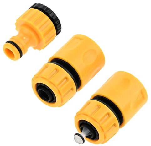 DRELD Garden Hose Connector Kit- Plastic Hose Fittings Quick Hose Adapter Set with Hose Adapters and 2-in-1 Tap Connectors for Garden Hose, Faucet, Spray Nozzle Connection (Orange)