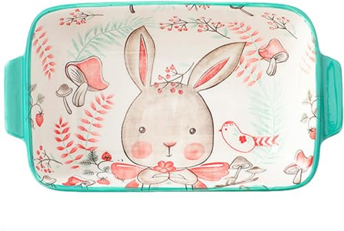 Baking Dish Ceramic Dish Baking Dishes Oven Dish 8.7x4.8'' Cute Animal Casserole Dish Ceramic Baking Dish with Handles Rectangular Baking Pans Oven Safe ＆ Durable Lasagna Pan Type 1