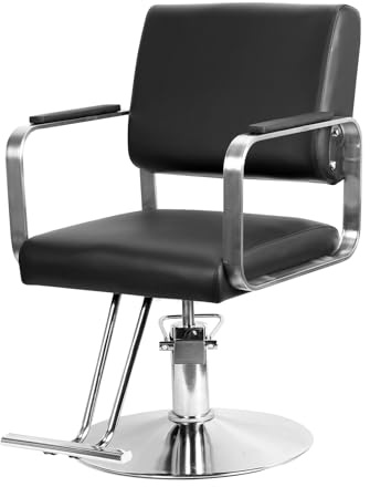 tinysiry Hydraulisk barberarstol, justerbar hårstyling skönhetsstol med fotstöd, kraftig stylingstol schampo skönhetssalong stolsutrustning för hårstylist män kvinnor svart