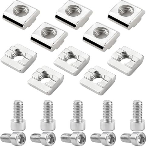 LPZMPZ 10 PCS Tuerca en T M8 Tuerca de Ranura en T M8 Serie 3030 Tipo B, Tuercas Deslizantes en Acero Inoxidable con Tornillo Hexagonal Interno para Perfil C, Perfil de Aluminio Serie 30 (30-M8-Nut8)