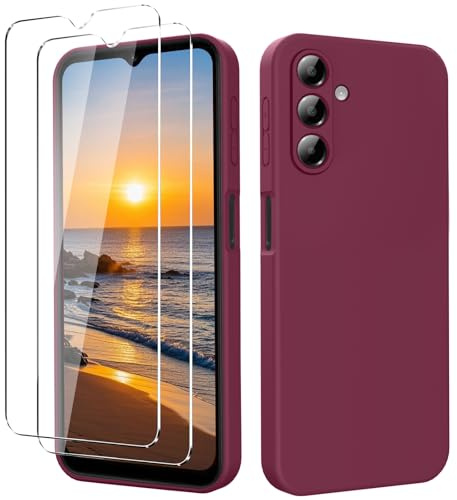 YXKJ - Funda para Samsung Galaxy A16 5G/4G, con 2 Piezas Protector de Pantalla, Cáscara Silicona Líquida Delgada y Suave [Toque Cómodo] [Anti-Choques] - Ciruela Morada