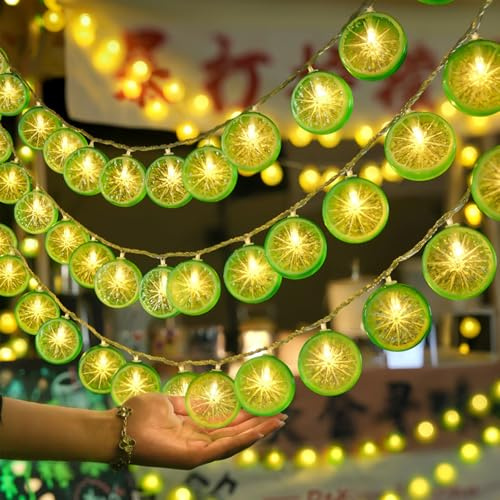 YeahBoom Catena Luminosa,1.5M 10 LED Limone Decor String Lights,Limone Ghirlanda Lampada,Fetta Di Limone Catene Luminose,per Carnevale,Halloween,Esterni e Interni,Decorazione per Soggiorno,Camera