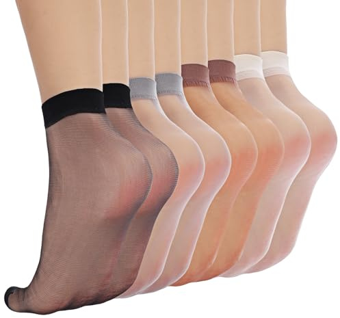 Kifmurase 20 Pairs Women's Ankle High Sheer Socks for Women Soft & Thin Nylon Socks Nude Ankle Stocking with Reinforced Toe