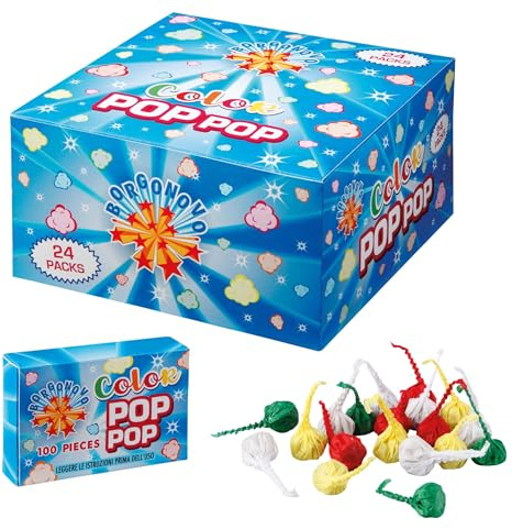 Pop Pop Borgonovo - Petardino da Ballo Colorato Confezione da 100 pz CAT F1, 14 + anni, Cod. UB0128AC (24 conf. 100 pz)