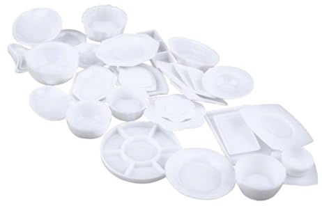 TOYANDONA 33 Piezas Mini Vajilla para Muñecas Plato de Comida de Color Claro de Juguete Taza Accesorios de Cocina para Roles Decoración de Miniaturas Juguete Educativo