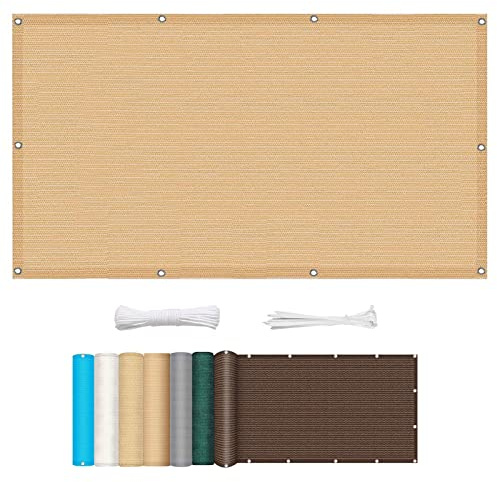 4 x 4 pies de tela de protección UV, parasol transpirable para exteriores con ojales y lazos para balcón, jardín, patio, color beige, bloqueador solar, resistente a la intemperie