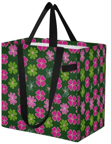 miaozhen Stor tygkasse lätt kök livsmedel väskor poolväska för män resor strand fest klöver blad fuchsia salvia grön