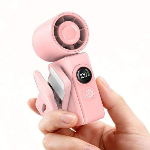 Dnenellr Mini Ventilador Portátil de Mano, Ventilador Clip (Rosa Chica)