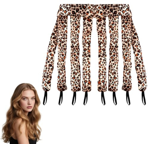 Heatless Octopus Hair Curler Imprimé Léopard Flexible Bigoudis Sans Chaleur | Kit Boucle Cheveux Sans Chaleur Boudin, Overnight Blowout Rods Ruban, Tiges Friser pour Cheveux Longs et Mi-Longs