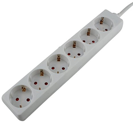 UNITEC Tischsteckdose, 6-Fach, 3 m, H05VV-F 3G1.5 mm², weiß