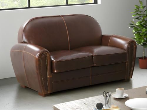 Vente-unique-Ledersofa Vintage 2-Sitzer - Braun - Baudoin