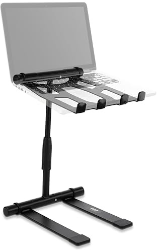 Pyle Supporto Portatile Pieghevole per Laptop, Angolo e Altezza Regolabili, Vassoio Antiscivolo per Tablet, DJ Mixer, Lavoro, Gaming e Uso Domestico