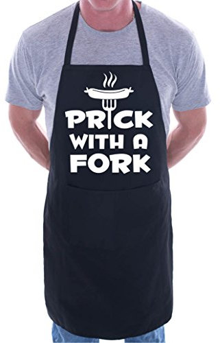 Print4U Prick With a Fork BBQ Cooking Funny Novelty Apron Black
