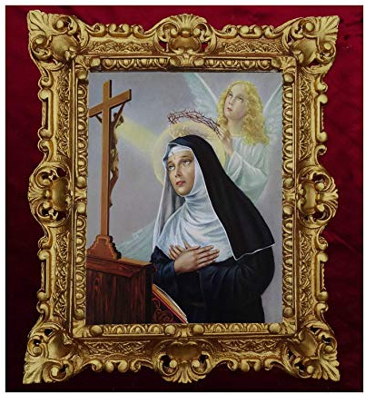 Lnxp Bild med ram gjord Madonna Santa Rita DA Cacia ikoner antik barock 45 x 38 cm