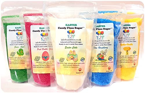Easter Candy Floss Cotton Sugar EiF Exclusive Set of 5 Bags x 200g (7oz) + 10 Sticks